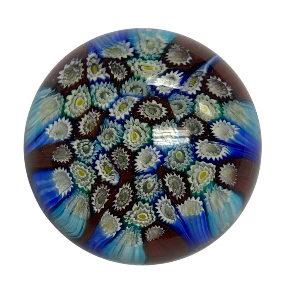 Murano TMC Close Packed Floral 1.75" Millefiori Carpet Ground Paperweight